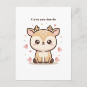 I Love You Deerly Cute Puchi Dōshi Deer Christma Briefkaart (Voorkant)