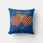 I Love You Design Gouden Harten Kussen (Voorkant)