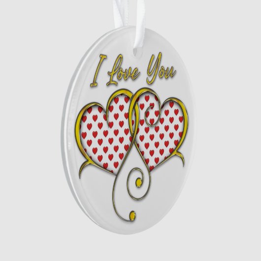 I Love You Design Gouden Harten Ornament (voorkant)