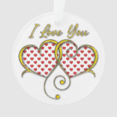 I Love You Design Gouden Harten Ornament (voorkant)
