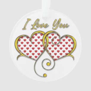 I Love You Design Gouden Harten Ornament