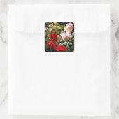 I Love You Drenched Roses Floral Vierkante Sticker (Tas)