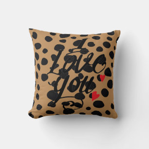 I Love You Empreinte de léopard Coussin décoratif