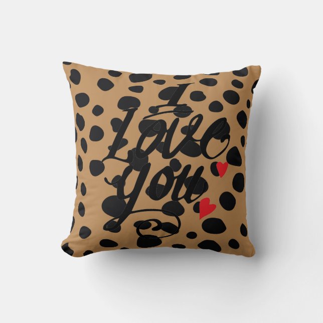 I Love You Empreinte de léopard Coussin décoratif (Recto)