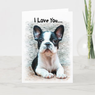 I Love You French Bulldog puppy Kaart