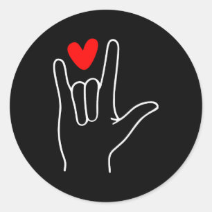 I Love You Gebarentaal Schattig Gelukkig Valentijn Ronde Sticker