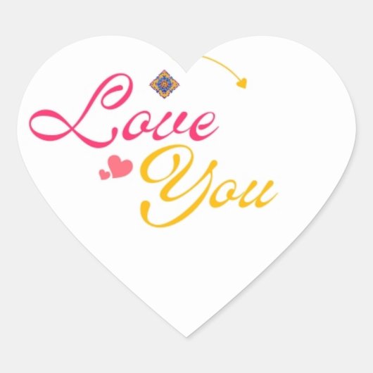 I Love You Gift Kaart Hart Sticker (Voorkant)
