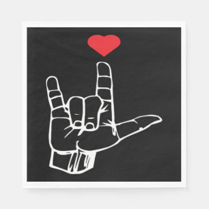 I Love You Hand Sign ASL Gift Men Women Valentine Servet