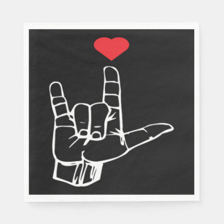 I Love You Hand Sign ASL Gift Men Women Valentine Servet