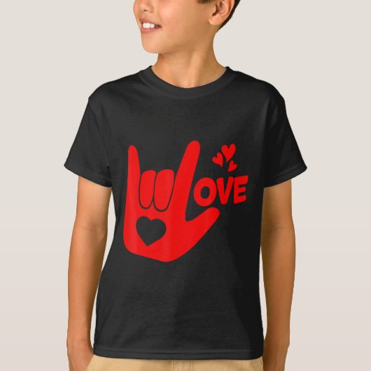 I Love You Hand Sign Asl Valentine Day Funny Wome  T-shirt (Voorkant)