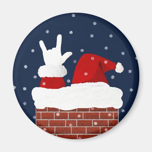 I Love You Handshape ASL Père Noël Magnet de Noël (Devant)