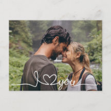 I Love You in White Script with Heart Custom