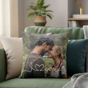 I Love You in witte script met hart aangepast Kussen