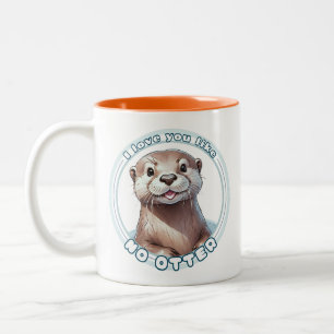 I Love You Like No Otter: Schattigee aquarelotter Tweekleurige Koffiemok