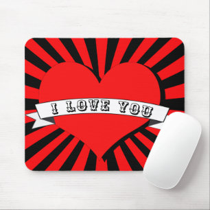 I LOVE YOU Mit Herz & Band strahlen Muismat
