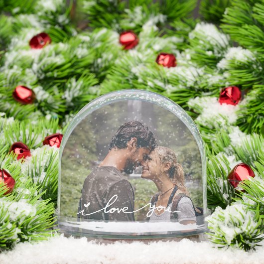 I Love You Modern Script Photo Sneeuwbol (Kerstmis)