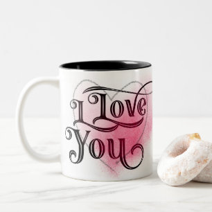 I Love You Moderne Licht Hart Grafische Elegante T Tweekleurige Koffiemok