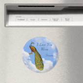 I Love You Mom Peacock Magnet personnalisable (In Situ (Lave-vaisselle))