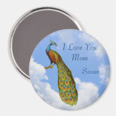 I Love You Mom Peacock Magnet personnalisable (Recto/Verso)