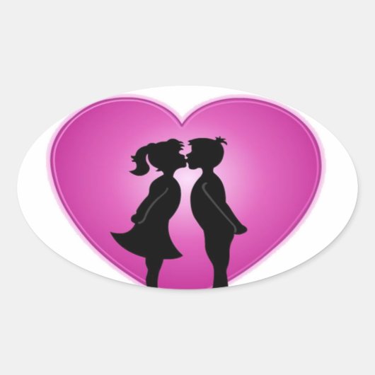 I Love You Ovale Sticker (Voorkant)