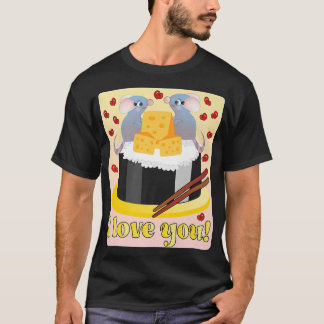 I LOVE YOU, PE CUT RODENTS COUPLE, SUSHI MAKI CH T-SHIRT