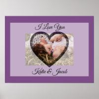 I Love You personnalisé Photo Purple Poster
