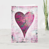 "I Love You" Pink Heart Love Kaart (Voorkant)