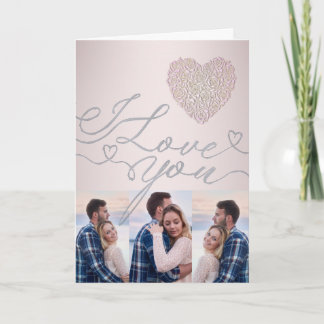 I Love You Pink Heart Photo Collage Kaart