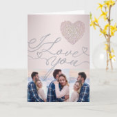 I Love You Pink Heart Photo Collage Kaart (Gele Bloem)