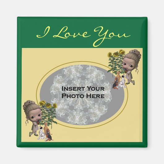 I Love You Puppies Personnalisable Magnet Photo (Devant)