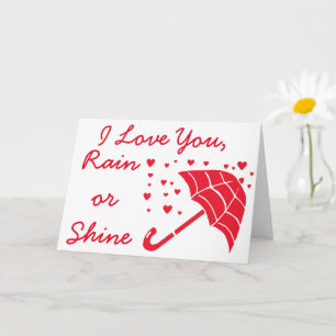 I Love You Rain or Shine Umbrella Hearts Kaart