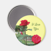 I Love You Red Roses Flower Photo Magnet (Recto/Verso)