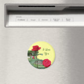 I Love You Red Roses Flower Photo Magnet (In Situ (Lave-vaisselle))
