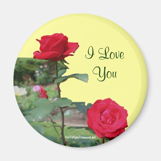 I Love You Red Roses Flower Photo Magnet (Devant)