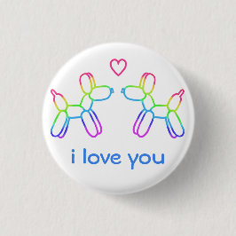 "I Love You" Regenboonhonden Knop Ronde Button 3,2 Cm