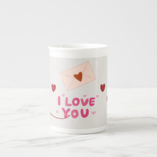 'I Love You' Romantische Liefdesbrief Bone China M Porselein Kop
