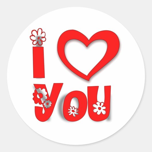 I Love You Ronde Sticker (Voorkant)