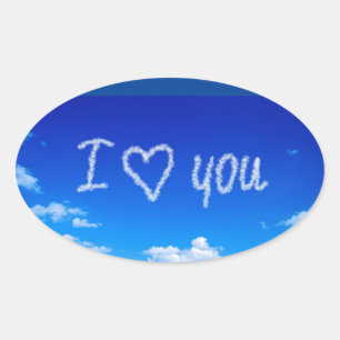 "I Love You" sky-schrift, Ovale Sticker