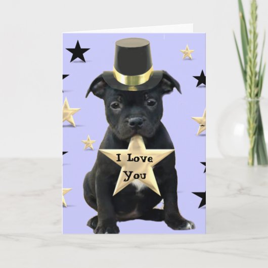I Love You Staffordshire Bull Terrier carte (Devant)
