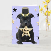 I Love You Staffordshire Bull Terrier carte (Fleur jaune)