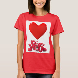 I Love You - T-shirt femme romantique au coeur rou