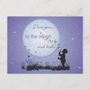 I Love You to the Moon en Back-Kaart Briefkaarten