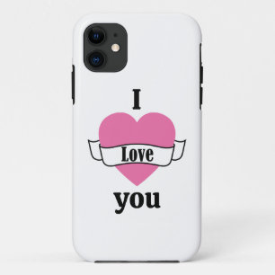 I Love You Typografie Hart Roze Valentijn iPhone 11 Hoesje