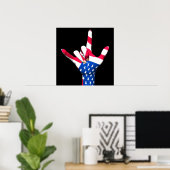I Love You USA Flag Poster (Bureau à domicile)