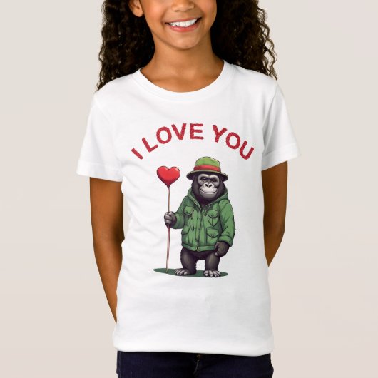 I Love You - verliebter Gorilla mit Herz T-shirt (Voorkant)