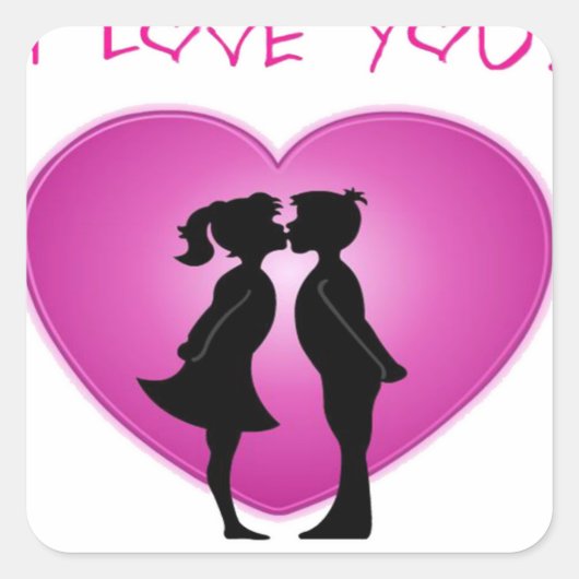 I Love You Vierkante Sticker (Voorkant)