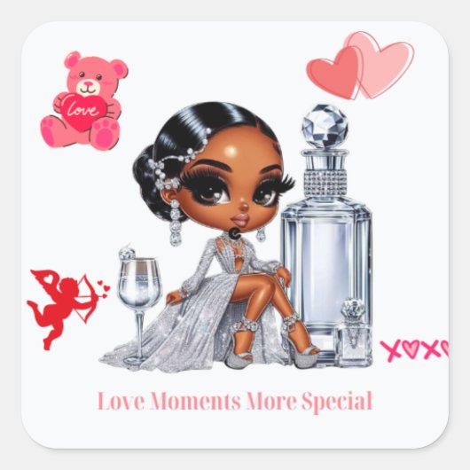 I Love You Vierkante Sticker (Voorkant)