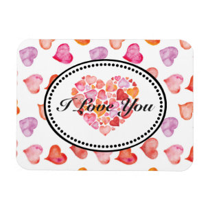 I love you watercolor hearts magneet