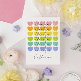 I Love You Watercolour Hearts Valentine Feestdagen Kaart