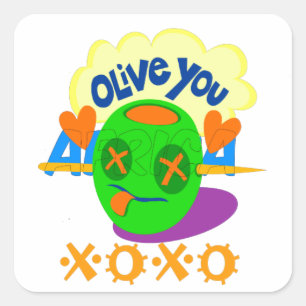 I Love You XOXO mooie verbazingwekkende Grafische Vierkante Sticker